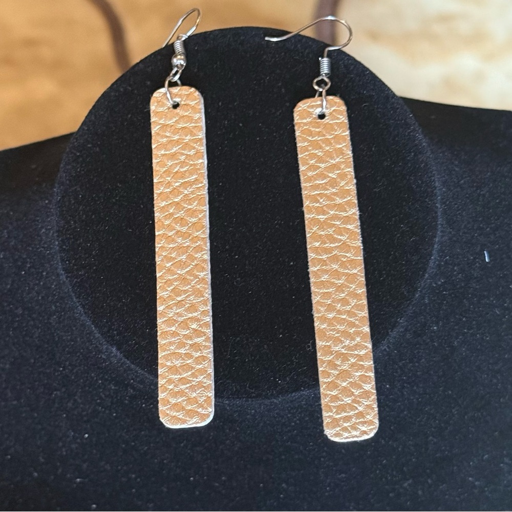 Gold Faux Leather Textured Earrings